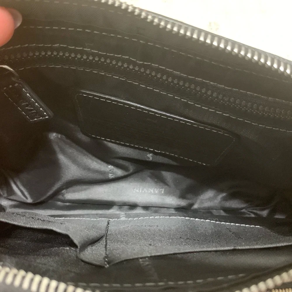 Lanvin Vintage Monogram Logo Textile Clutch Tan Beige Wristlet NWT - Picture 7 of 11
